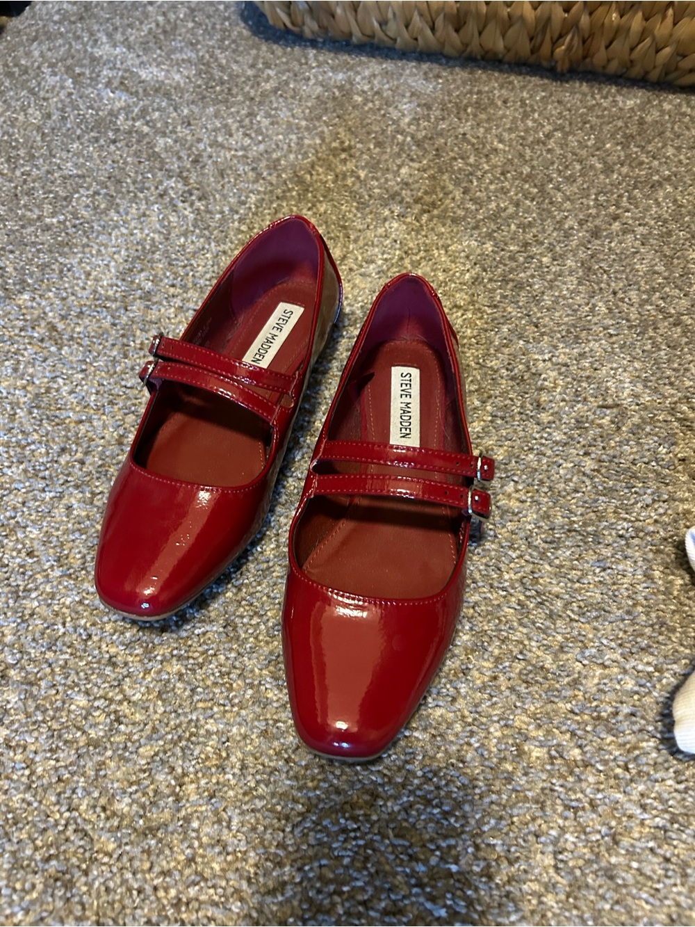 Steve Madden Red Patent Double-Strap Mary Jane Flats